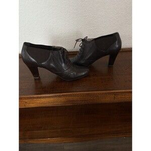 Andrew Geller Mary Jane Brown Leather Upper 8 M 3” Heel Lace Up Ankle Boots